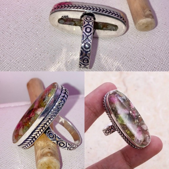 Copper Green Tourmaline Gemstone Handmade Ring - Picture 2 of 3